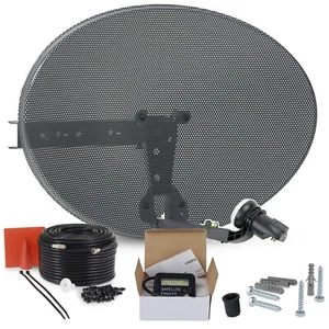 Zona 1 60 cm plato satelital y único Lnb + 10 m negro RG6 cable coaxial y buscador de satélite - Imagen 1 de 12