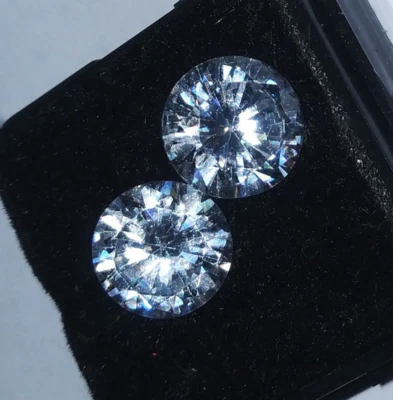 Zircon Cambodian Round 9.50 Ct Pair Loose Gemstone With Free Gift PR594 - Image 1 of 4