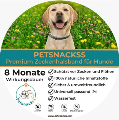 Petsnackss Natürliches Premium Zeckenhalsband für Hunde - ALLE RASSEN - Bild 1 von 2