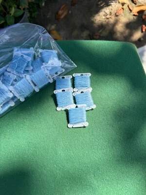 Peri-Lusta Embroidery Floss Lot of 40 #487 Lt  Blue On Plastic Floss Bobbins - Image 1 of 3