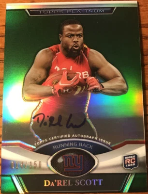 2011 Topps Platinum Rookie Autograph Green Refractor Da’Rel Scott #52 - Image 1 of 3