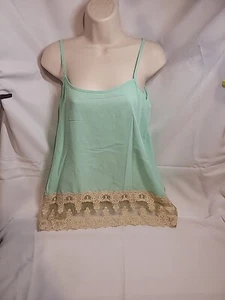 Romeo & Juliet Couture Mint Spaghetti Strap Top Blouse Floral Lace Hem SM NWT - Picture 1 of 7