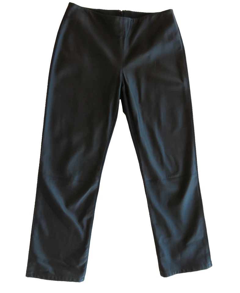 Vintage DKNY Donna Karan Women Sz 6 M Black Lamb Soft Leather Pants Trouser Mint - Image 1 of 4