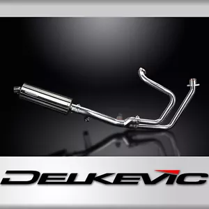Honda NT650V Deauville 98-01 Delkevic 2-1 Exhaust 14" Stainless Oval Muffler - Picture 1 of 5
