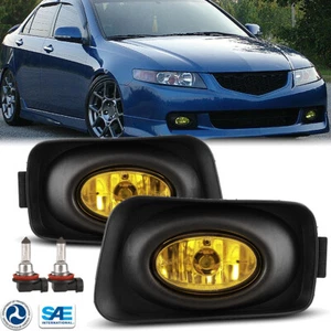 For 04-05 Acura TSX Yellow Bumper Driving Fog Lights Lamps Pair Switch Wiring  - Picture 1 of 14