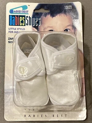 Nuevo de Lote Antiguo Blanco Suave Cuna Zapatos Bautizo Boda Elegante Bebé Botines Nuevo en Paquete 3 Foto 1 de 4