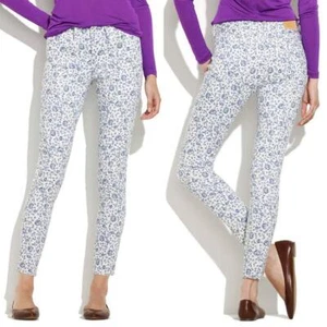 Pantalones de mezclilla ajustados florales Madewell para mujer 30 blancos azules tiro bajo recortados - Imagen 1 de 12