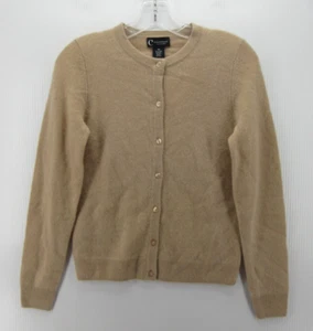 Bloomingdales Sweater Women XS Brown Cashmere Cardigan Button Down Ribbed NEW - Picture 1 of 10