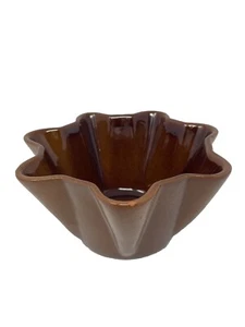 Vintage Mid-Century Frankoma F33 Fluted Planter Candy Dish Serving Bowl Brown - Picture 1 of 12