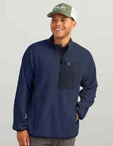 Men's Huk 3XL Coastline Fleece 1/2 Zip Navy Blue Pullover Size XXXLarge MSRP $70 - Picture 1 of 11