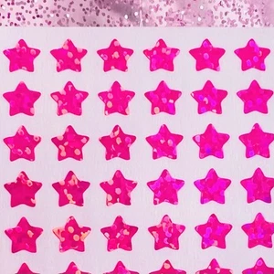 Pink Holographic Sparkle Star Stickers! - 1/4” to 3 inch - Picture 1 of 3