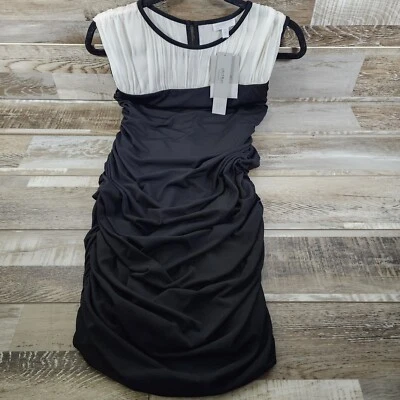 A Pea in the Pod NWT Black w/ White Mesh Bodycon Style Cocktail Dress Size S  - Image 1 of 4