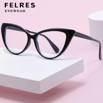 Cat Eye Anti Blue Light Eyeglasses For Women Full Frame Clear Lens Glasses Frame - Image 1 of 4