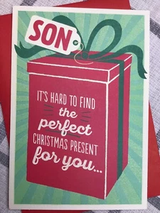 Hallmark Frohe Weihnachten Karte lustig Sohn Erwachsene 8x5,25 Ausdrücke - Bild 1 von 3