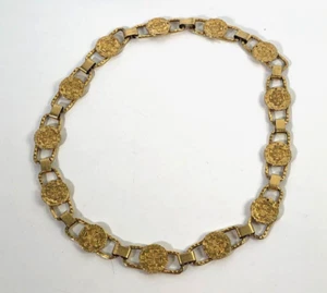Vintage Coin Belt - Gold Tone Metal /Spanish or Roman /Cross /Text -75cm - Picture 1 of 9