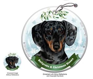 Bellyrubs & Kisses Ornament - Shorthair Dapple Dark Black And Tan Dachshund 096C - Picture 1 of 1