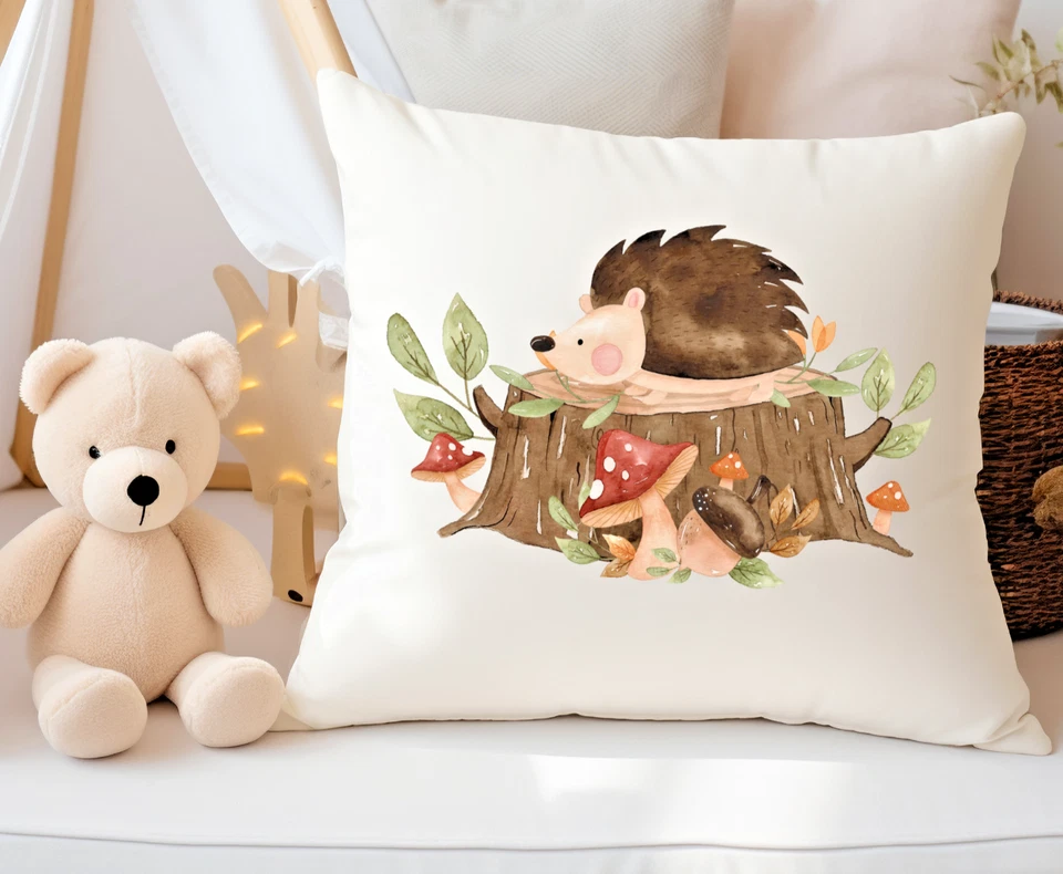 Decorative throw pillow cover, 16x16, Baby Hedgehog, neutral, Baby Shower, Mom - Image 1 of 4