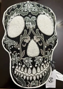 Decorative Pillow Black and White Skull CXL by Christian Lacroix - Picture 1 of 4