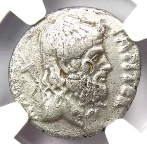 Sextus Pompey Neptune AR Denarius Coin 42 BC - Certified NGC VF (Brockage) - Picture 1 of 4