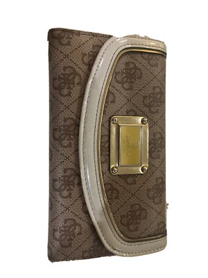 Cartera sin asas GUESS para mujer triple marrón beige vintage de colección nueva con etiquetas cuero Foto 1 de 3