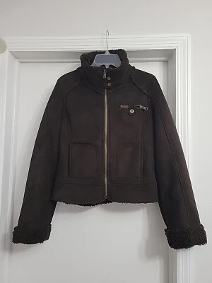 Chaqueta de terciopelo Big Chill para mujer totalmente forrada con piel sintética marrón grande buena  Foto 1 de 4