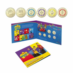 2021 30 YEARS OF THE WIGGLES SIX COIN COLLECTION $1 & $2 COLOUR UNC COINS FOLDER - Picture 1 of 5