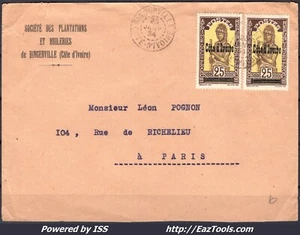 COTE D'IVOIRE LETTRE POUR PARIS CAD DE BINGERVILLE DU 23/01/1934 - Picture 1 of 2