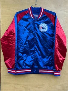 Philadelphia 76ers Blue Satin Warm Up Jacket Brand New XL Mitchell & Ness - Picture 1 of 6