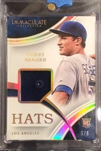 Camiseta deportiva 2016 Corey Seager Panini colección Immaculate Hats #5/6 novato 1/1 rara - Imagen 1 de 2