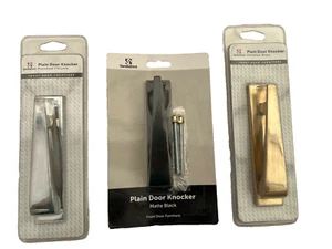 Sandleford Sleek Plain Modern Door Knocker Brass, Matte Black, Chrome 3 Designs - Picture 1 of 7
