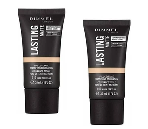 Rimmel London Lasting Matte Foundation-Full Coverage-010/Warm Porcelain-2 x 30ml - Picture 1 of 1