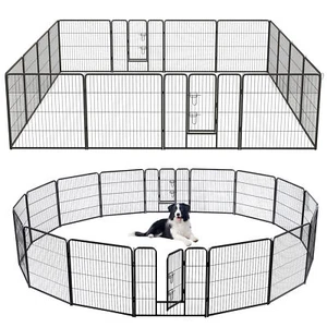 16 Panel 32'' Height Pen Fence w/ Lock Indoor Outdoor Foldable Fencing Gate - Picture 1 of 10