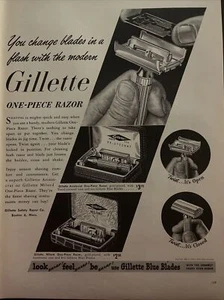 1947 vintage Gillette print ad. Gillette one piece razor! - Picture 1 of 1