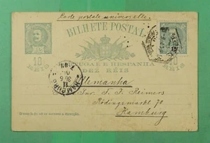 DR WHO 1904 PORTUGAL UPRATED POSTAL CARD LISBON TO GERMANY m16065 - Picture 1 of 2