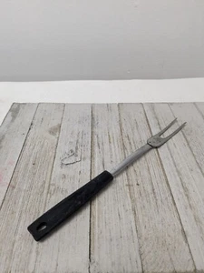 Vintage EKCO #2 Chromium Solid Meat Utility Fork Black Handle 12 1/2" - Picture 1 of 11