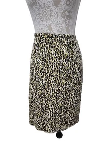 J. Crew Skirt Knee Length Lined Pencil Animal Print Cotton Stretch Women's 8 - Picture 1 of 8