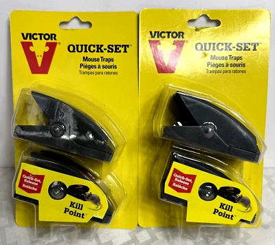 Victor Quick Set Ratón Trampas 4 TRAMPAS Sin Toque Fácil de Configurar Limpio Humano NUEVO Foto 1 de 4