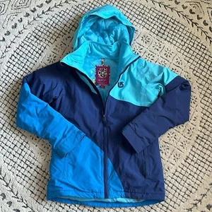 Burton Dryride Snowboard Jacket Kids XL Multi Colorblock Lined Hooded Full Zip - Picture 1 of 6
