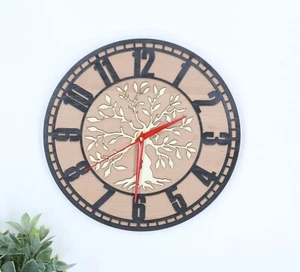 Wooden Wall Clock, Tree of Life Clock, Laser Cut Wall Clock, Wall Clock Silent - Picture 1 of 10