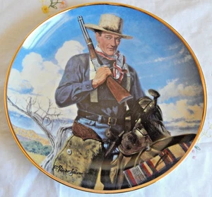 "JOHN WAYNE, SPIRIT OF THE WEST" FRANKLIN MINT PLATE 8 1/4" by ROBERT TANENBAUM - Bild 1 von 3