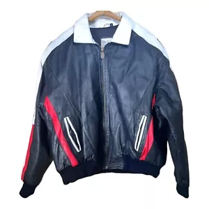 Michael Hoban Vintage WhereMi USA Leather Bomber Jacket Men's Large - Picture 1 of 10