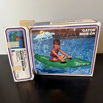 Gator Ride-On Pool Float Toy 1991 Intex The Wet Set Inflatable 66" NIB - Image 1 of 4