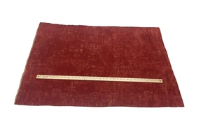 DONGHIA HEIRLOOM KEEPSAKE RED VELVET GOLD WORN LOOK FABRIC REM 29"LONG X 42"W - Picture 1 of 6