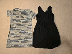 Lucky Brand Camo T Shirt Dress Super Soft Green Size M Time True Black Dress - Picture 1 of 15