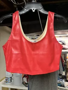 Popular 21 Red Faux Leather Crop Top Size Large - Picture 1 of 4