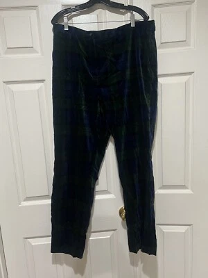 Pantalones a Cuadros Lauren Ralph Lauren Terciopelo Verde Tiro Alto Pierna Recta Pantalones 16 Foto 1 de 4