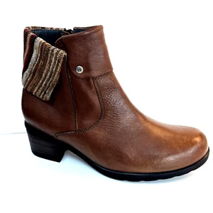 Wolky Women's Edson Bootie US Size 10/41 Brown Torpedo Leather Stacked Heel MINT - Picture 1 of 5