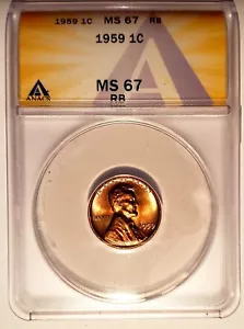 1959 P Lincoln Cent ANACS MS67 RB Great Luster AMAZING - Picture 1 of 5
