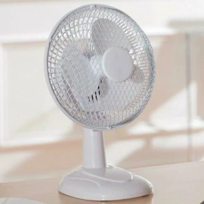6" Desktop Small White Fan Electric Portable Air Cooler Tilting Worktop Home Fan - Image 1 of 4