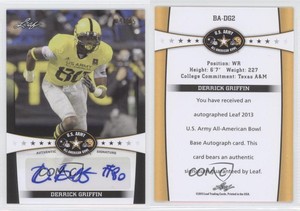 2013 Leaf US Army All-American Bowl Auto Black /15 Derrick Griffin #BA-DG2 Auto
